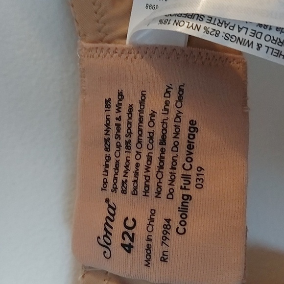 NWT Soma Cooling Full Coverage Bra Soft Tan Size 42C - Picture 8 of 8